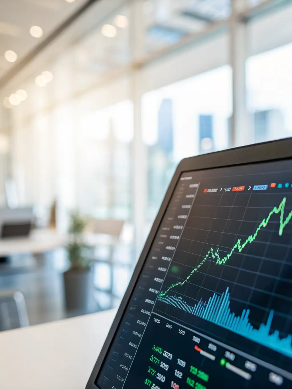 A graph showing steady financial growth over time, with upward trending lines and positive indicators, representing successful investment strategies.