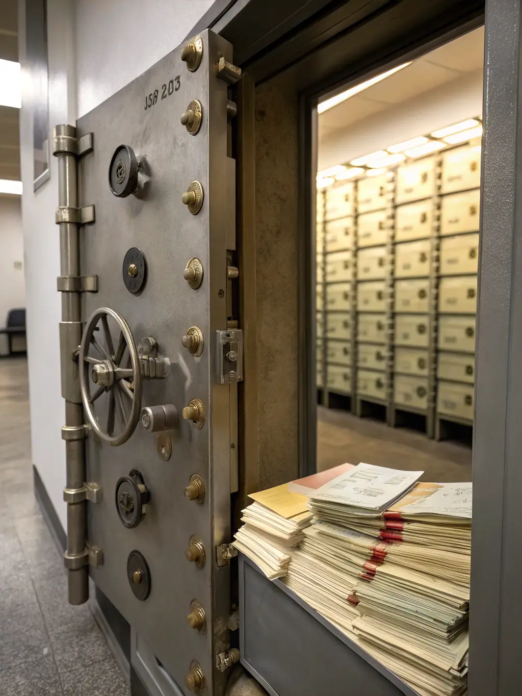 A secure vault with gold bars and stacks of cash, symbolizing the safety and security of assets under professional management.